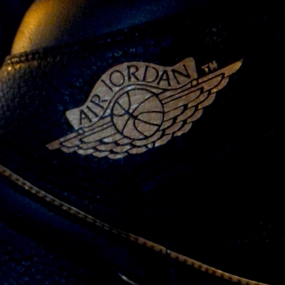 Classic black hi top Nike Air Jordans / sz 14